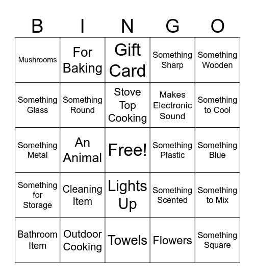 Bridal Shower Gift Bingo Card