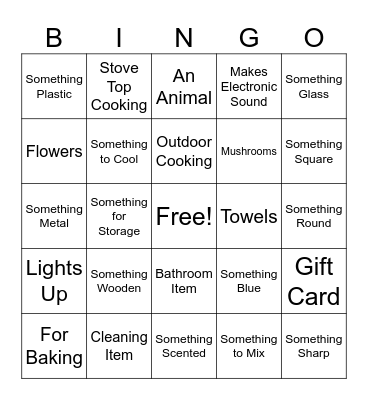 Bridal Shower Gift Bingo Card