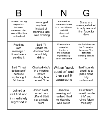 "Never Have I Ever" Bingo Card