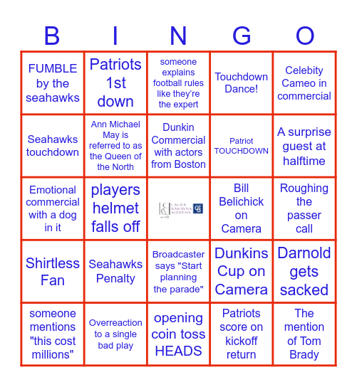 Let's Go PATS! Bingo Card
