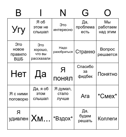 Семинар с Николаем БИНГО Bingo Card