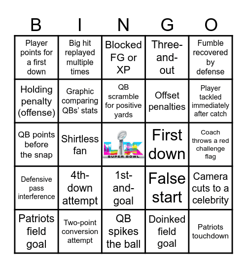 Super Bowl Bingo Card