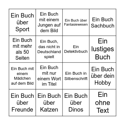 Bücherei-Bingo Card