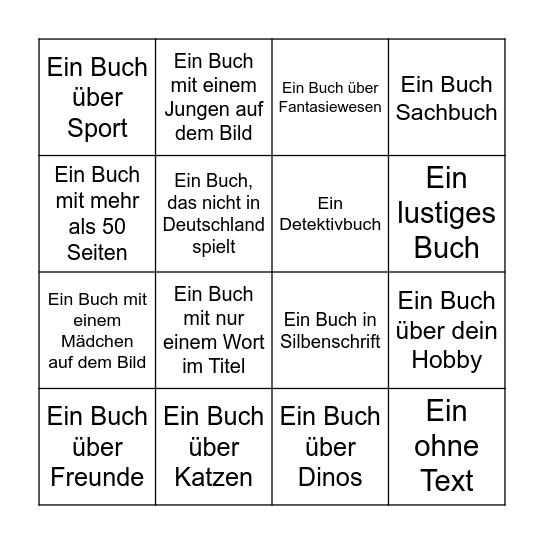 Bücherei-Bingo Card