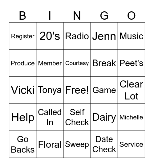 Saturday Bingo Card