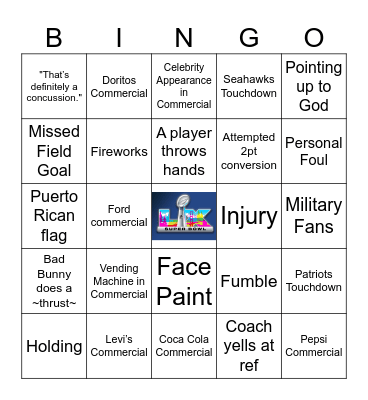 Super Bowl 2026 BINGO Card