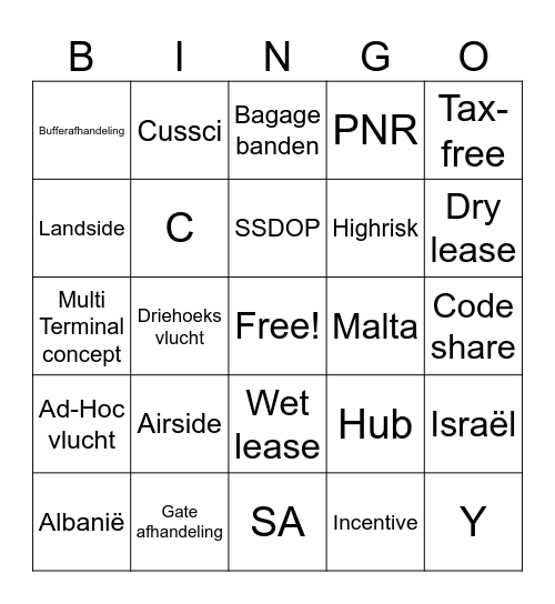 VLK termen Bingo Card