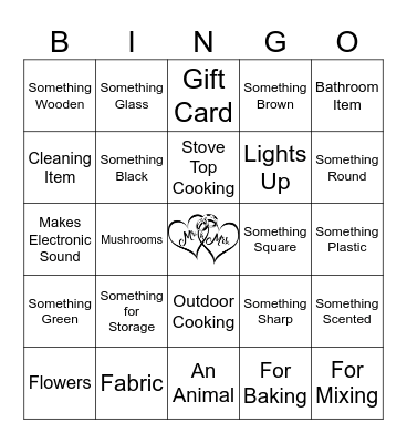 Bridal Shower Gift Bingo Card
