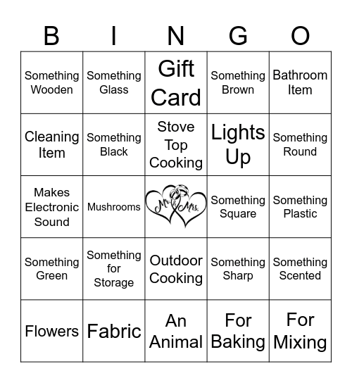 Bridal Shower Gift Bingo Card