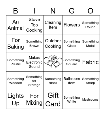 Bridal Shower Gift Bingo Card