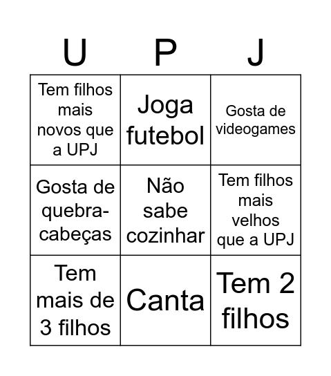 Bingo da Família Bingo Card