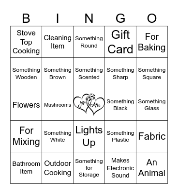 Bridal Shower Gift Bingo Card