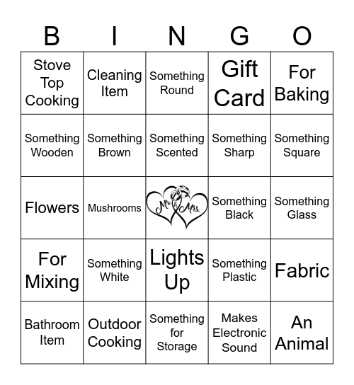 Bridal Shower Gift Bingo Card