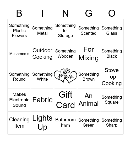 Bridal Shower Gift Bingo Card