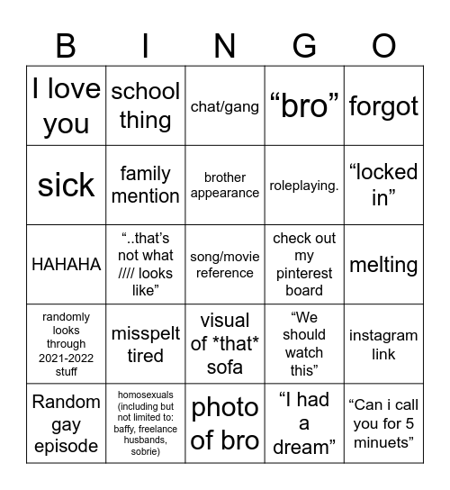 BBBINGO!!!! Bingo Card