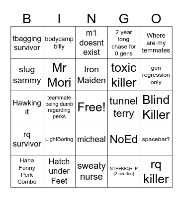 DBD BINGO Card