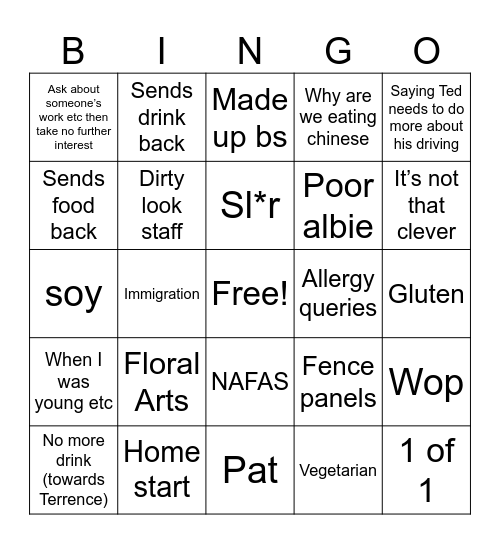Bday Bingo Card