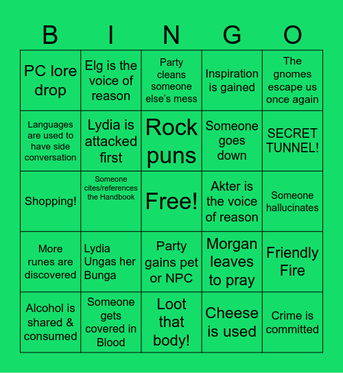 DnD Bingo Card