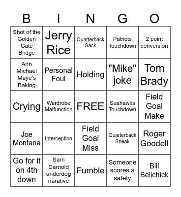 Super Bowl LX Bingo! Bingo Card