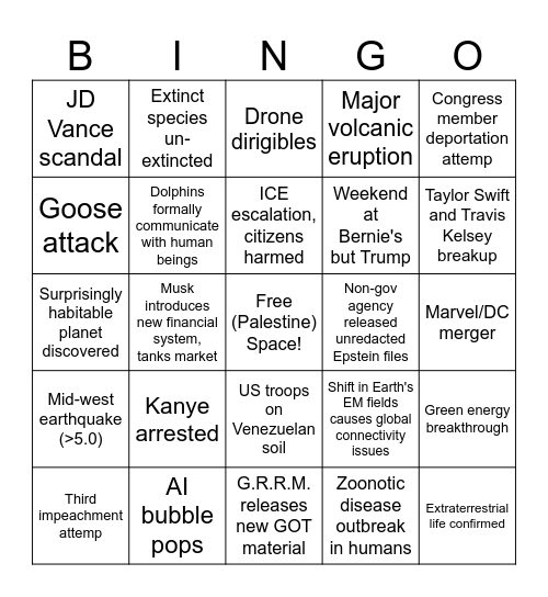 2026 Bingo Card