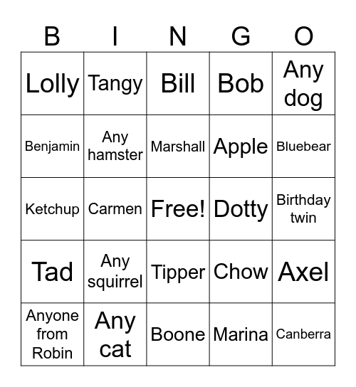 New horizons villager hunt Bingo Card