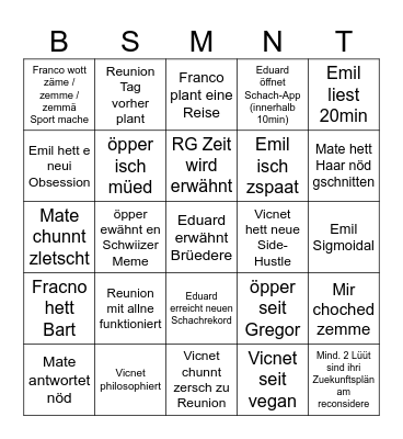 Basement Bingo Card