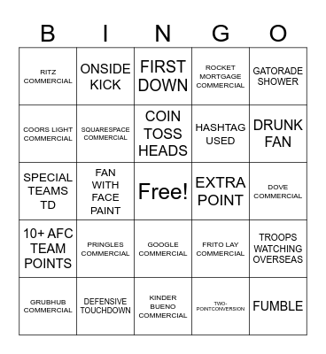 Super Bowl LX Seahawks vs Patriots Bingo Card