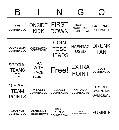 Super Bowl LX Seahawks vs Patriots Bingo Card