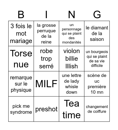 Episode 1 Bingo Card