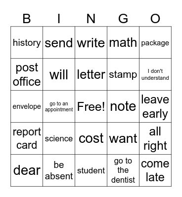 Review Bingo Card