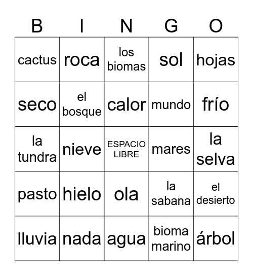 Los Biomas Del Mundo Bingo Card