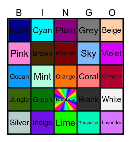 Simple Color Bingo Card