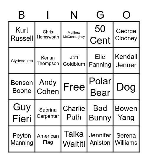 Who Cares About the Game? Bingo Card