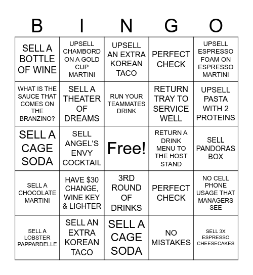 THE CAGE BINGO! Bingo Card