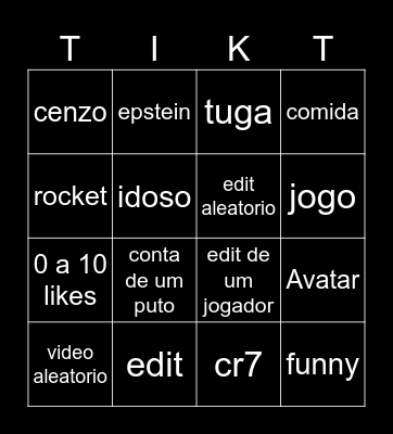 tiktok Bingo Card