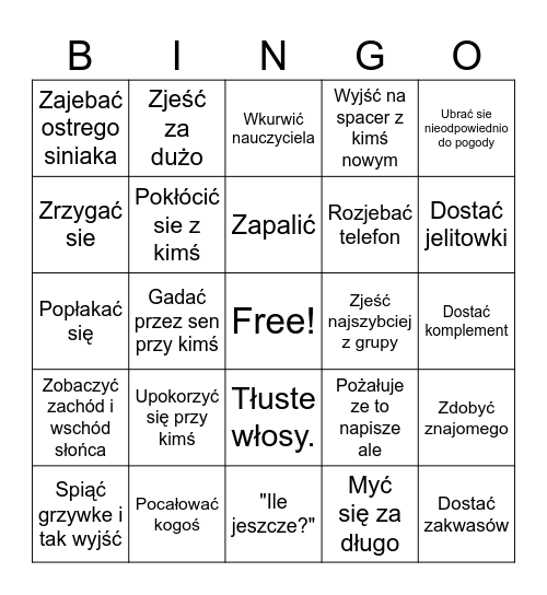 goals na erasmus Bingo Card