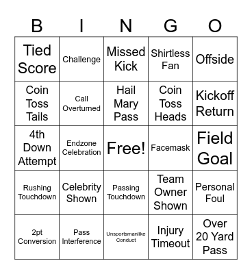 Super Bowl LX Bingo Card