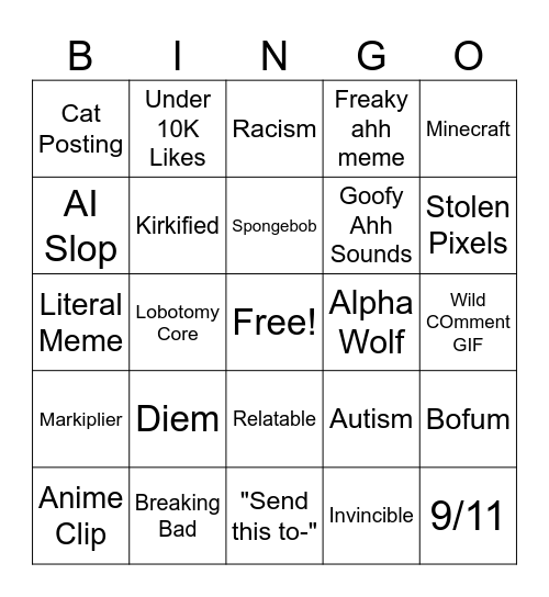 Reels Bingo Card