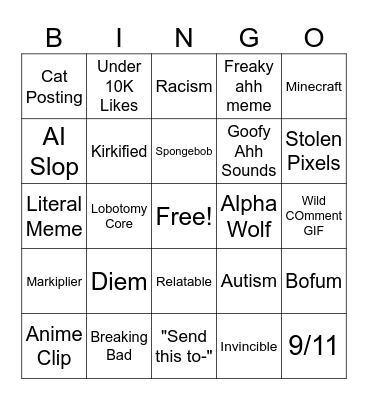 Reels Bingo Card