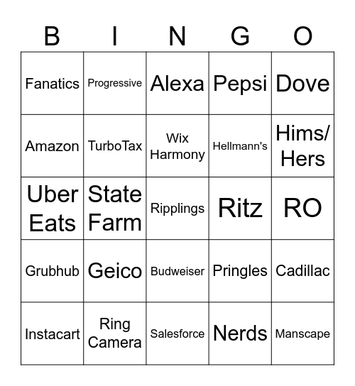 Super Bowl 2026 Bingo Card