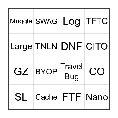 Common Geocaching Terms Bingo Card