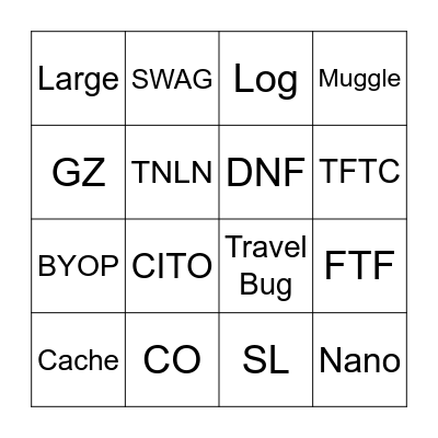 Common Geocaching Terms Bingo Card