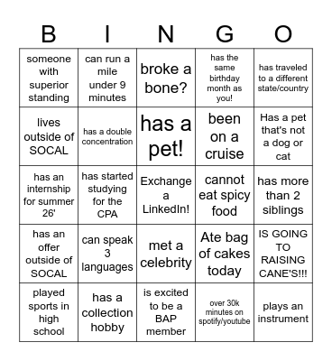 Find someone who... Bingo Card
