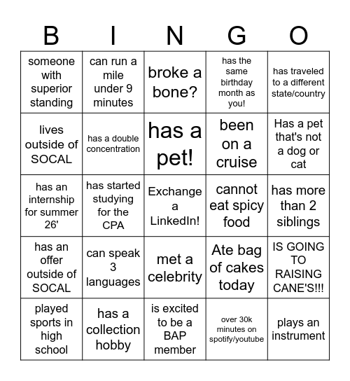 Find someone who... Bingo Card