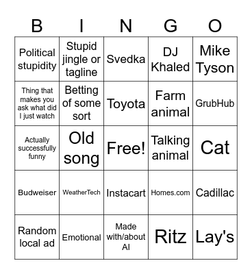 Commercial Bingo Card