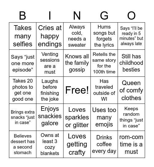 First to 5 in a row = 💅 Ultimate Galentine Icon Bingo Card