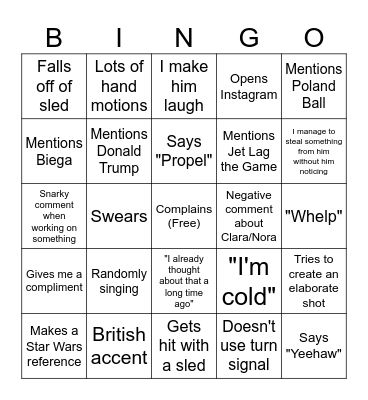Colby Bingo Card