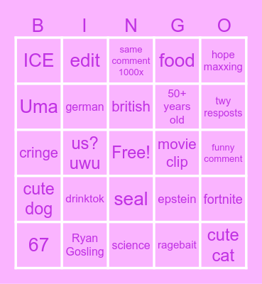 cherri tiktok card Bingo Card