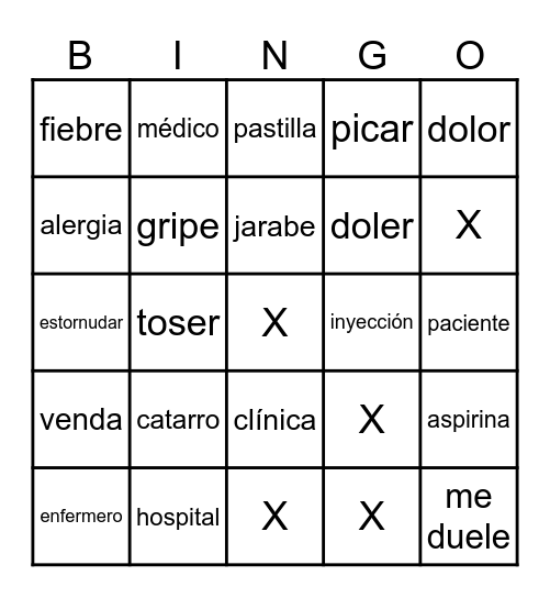 La salud Bingo Card