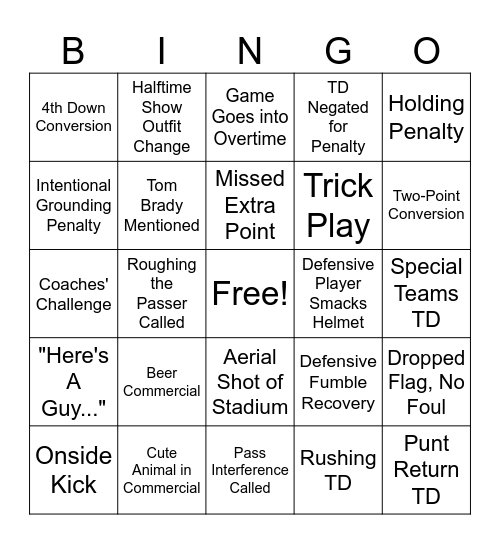Super Bowl LX BINGO Card